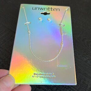 NWT Unwritten fine silver initial " L " necklace / earrings set 16 + 2 inches